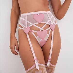 For Love and Lemons Heart Garter Belt in pink